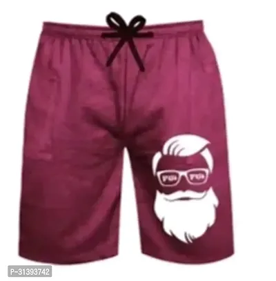 Trendy Magenta Cotton Printed Regular Shorts For Men