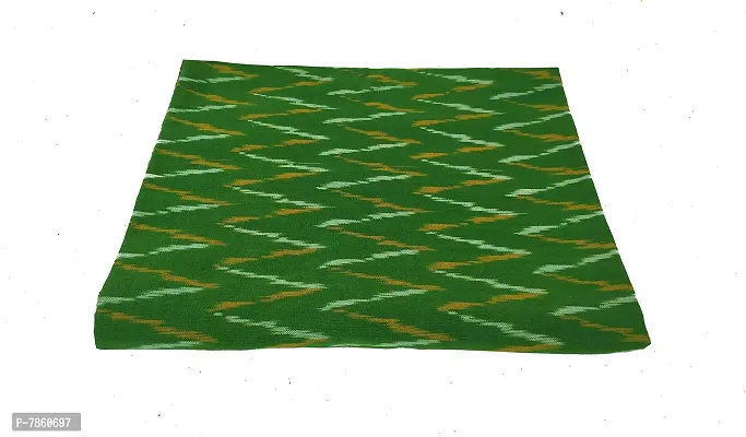 Spillbox Unstitched Kurta material fabric for women Dress/Kurti/Blouse/Long Skirt/Palazzos-Ikkat pattern -1 METRE (GREEN YELLOW ZIGZAG)-thumb2
