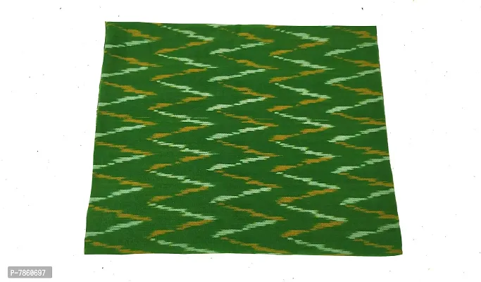 Spillbox Unstitched Kurta material fabric for women Dress/Kurti/Blouse/Long Skirt/Palazzos-Ikkat pattern -1 METRE (GREEN YELLOW ZIGZAG)-thumb0