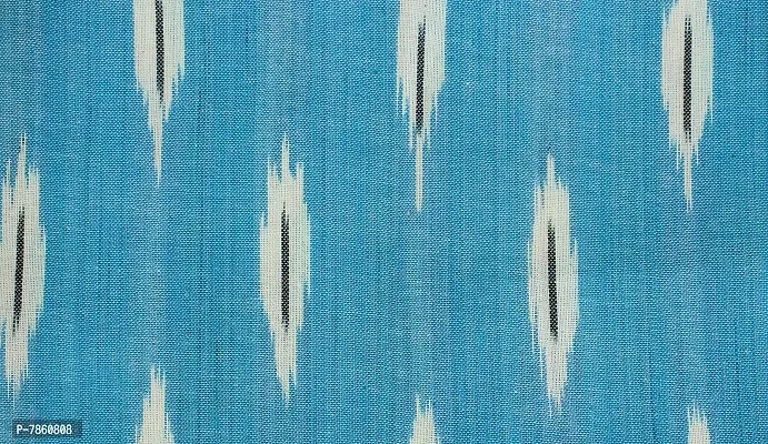 Spillbox Handprinted Ikat Cotton Unstitched Fabric Material for Women Dress/Kurta/Blouse/Long Skirt/Palazzos- (Blue Diamond, 1 METRE)-thumb3