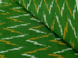 Spillbox Unstitched Kurta material fabric for women Dress/Kurti/Blouse/Long Skirt/Palazzos-Ikkat pattern -1 METRE (GREEN YELLOW ZIGZAG)-thumb4