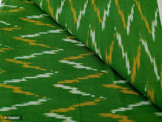Spillbox Unstitched Kurta material fabric for women Dress/Kurti/Blouse/Long Skirt/Palazzos-Ikkat pattern -1 METRE (GREEN YELLOW ZIGZAG)-thumb5
