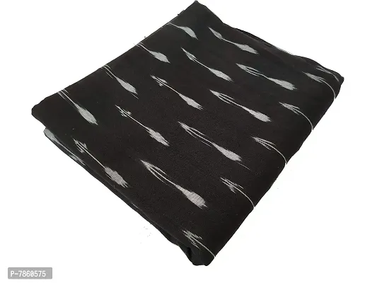 Spillbox Handprinted Ikat Cotton Unstitched fabric material for Men Kurta 2.5 Meter &ndash; Black Arrow-thumb0