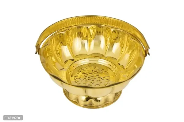 Traditional Handcrafted Brass Flower Basket for Pooja/Worship ndash; Lotus Leaf