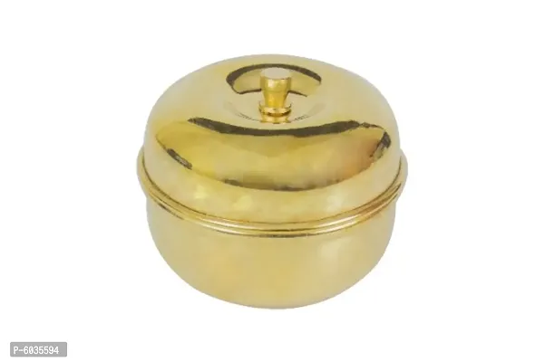 Brass Puja Traditional Brass Handmade Beautiful Kumkum/Sindoor Box Holder for puja KumKum- (Apple)-thumb0