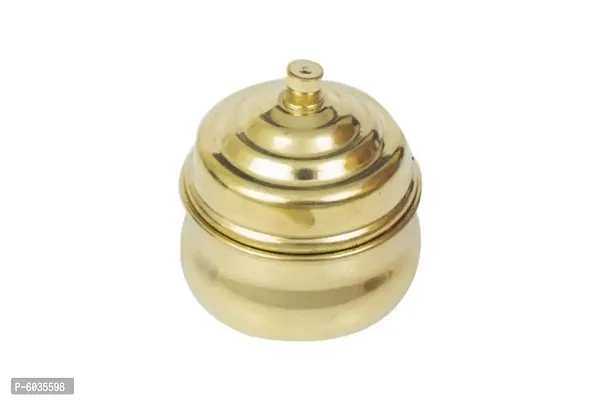 Brass Puja Traditional Brass Handmade Beautiful Mini Kumkum/Sindoor Box- Gold