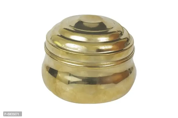 Pure Brass Box - Mandir Roli/Chawal/Chandan/Kumkum Puja Box/Dabbi-Bulged Brass Box