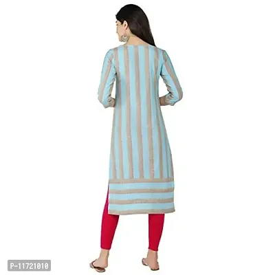 Haute  Humble Women Cotton Stripes Straight Calf Length 3/4th Sleeve Kurti-thumb4