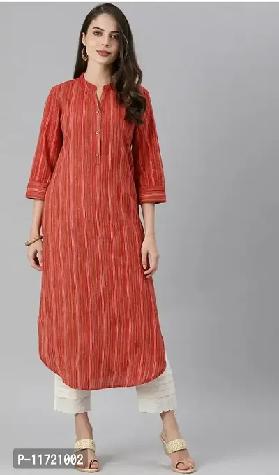 Haute  Humble-Cotton Printed Red Wedding Party and Casual wear Straight Women's Kurta Kurties