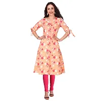 Haute  Humble Women's A-Line Cotton Peach Color Floral Printed Kurta for Ladies and Girl (Pink)-thumb1