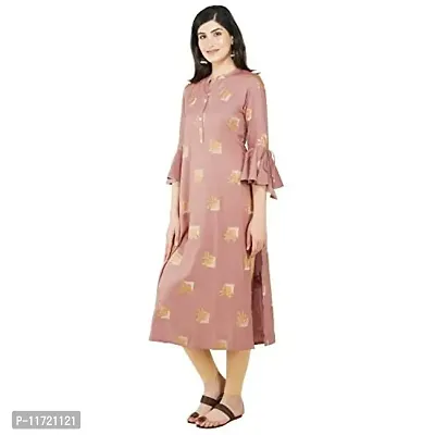 Haute  Humble Women's Printed Straight Calf Length Bell Sleeve Kurti  Kurta-thumb2