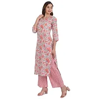 Haute  Humble-Cotton Floral Printed Round Neck Multicolor wedding party and casual wear Kurta Wiht Pants Set-thumb2