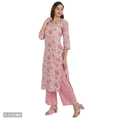 Haute  Humble-Cotton Floral Printed Round Neck Multicolor wedding party and casual wear Kurta Wiht Pants Set-thumb3