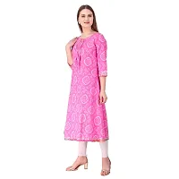 Haute & Humble Women's A-Line Cotton Latest Pink Color Bhandej Printed Kurta for Ladies and Girl XL-thumb3