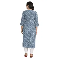 Haute  Humble-Cotton Printed Straight Blue Wedding and Casual Women's Kurta Kurtis-thumb2