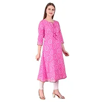 Haute & Humble Women's A-Line Cotton Latest Pink Color Bhandej Printed Kurta for Ladies and Girl XL-thumb2