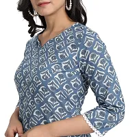 Haute  Humble-Cotton Printed Straight Blue Wedding and Casual Women's Kurta Kurtis-thumb4