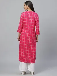 Haute & Humble-Reyon Straight Printed Solid Pink Wedding Party and Casual Women's Kurta Kurties-thumb2