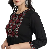 Women’s Embroidery Straight Solid Black Casual & Party Kurta with Pants-Size-S-thumb4