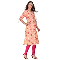 Haute  Humble Women's A-Line Cotton Peach Color Floral Printed Kurta for Ladies and Girl (Pink)-thumb2