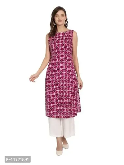 Haute and Humble Women's Pink Color Sleeveless Straight Kurti (Large)-thumb0