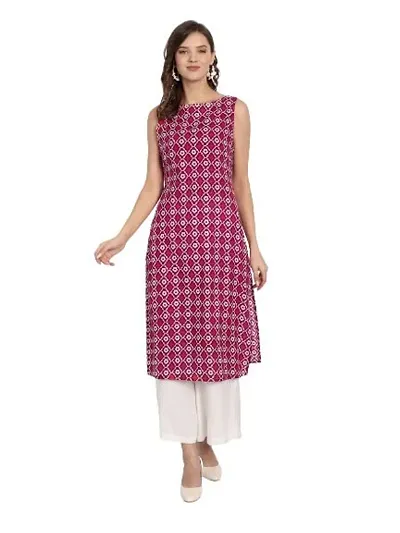 Haute and Humble Women's Color Sleeveless Straight Kurti (Large)