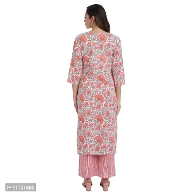 Haute  Humble-Cotton Floral Printed Round Neck Multicolor wedding party and casual wear Kurta Wiht Pants Set-thumb2