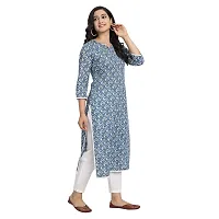 Haute  Humble-Cotton Printed Straight Blue Wedding and Casual Women's Kurta Kurtis-thumb3