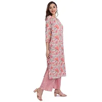 Haute  Humble Pink and Grey color round neck straight kurta and palazzo set-thumb2