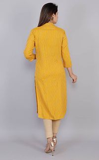 Elegant Yellow Embroidered Rayon  Women's Kurta-thumb4