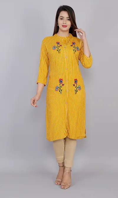 Elegant Embroidered Rayon Women's Kurta