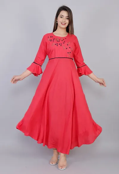 Elegant Embroidered Rayon Kurta For Women's