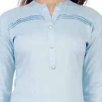 Women's Beautiful Blue Rayon Solid Kurta-thumb4