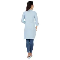 Women's Beautiful Blue Rayon Solid Kurta-thumb1