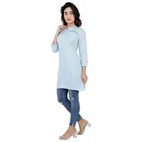 Women's Beautiful Blue Rayon Solid Kurta-thumb3