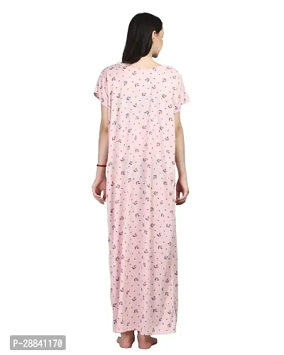 Elegant Peach Cotton Blend Printed Nighty For Women-thumb2