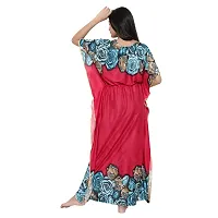 Elegant Red Satin Printed Nighty For Women-thumb1