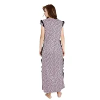 Elegant Purple Satin Printed Nighty For Women-thumb1