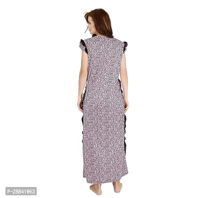 Elegant Purple Satin Printed Nighty For Women-thumb2