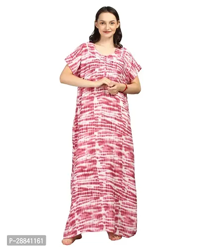 Elegant Maroon Rayon Printed Nighty For Women