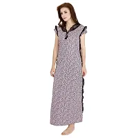 Elegant Purple Satin Printed Nighty For Women-thumb2