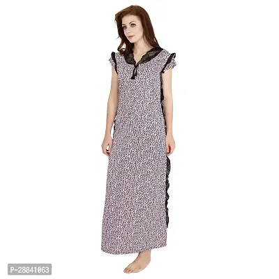 Elegant Purple Satin Printed Nighty For Women-thumb3