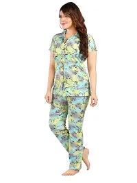 Zionity Blue Cotton Blend Printed Top  Pyjama Set For Women-thumb3