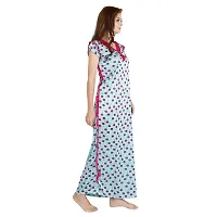 Elegant Blue Satin Printed Nighty For Women-thumb3