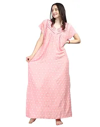 Elegant Pink Rayon Printed Nighty For Women-thumb3