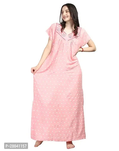 Elegant Pink Rayon Printed Nighty For Women-thumb4