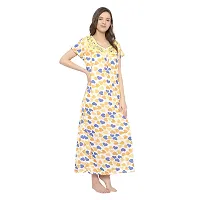 Elegant Yellow Hosiery Printed Nighty For Women-thumb3