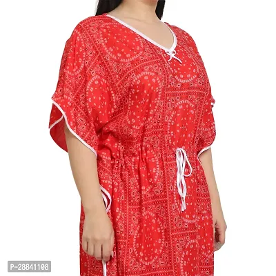 Elegant Red Cotton Blend Printed Nighty For Women-thumb5