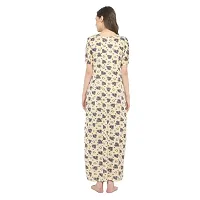 Elegant Beige Hosiery Printed Nighty For Women-thumb1