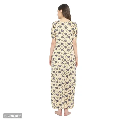 Elegant Beige Hosiery Printed Nighty For Women-thumb2